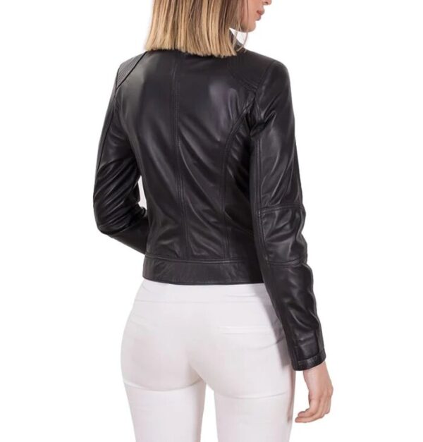 Dada women leather biker jacket back view