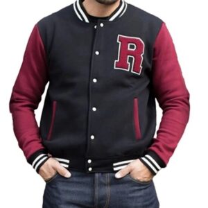 Mens sweat college varsity jacket front view