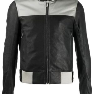 Mens slim fit biker leather jacket front view